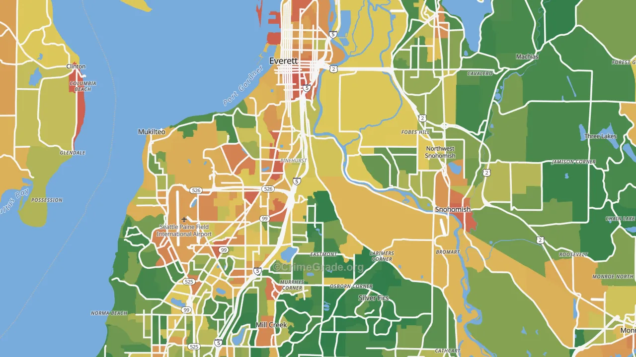 Snohomish County, WA Map of Assault Rates