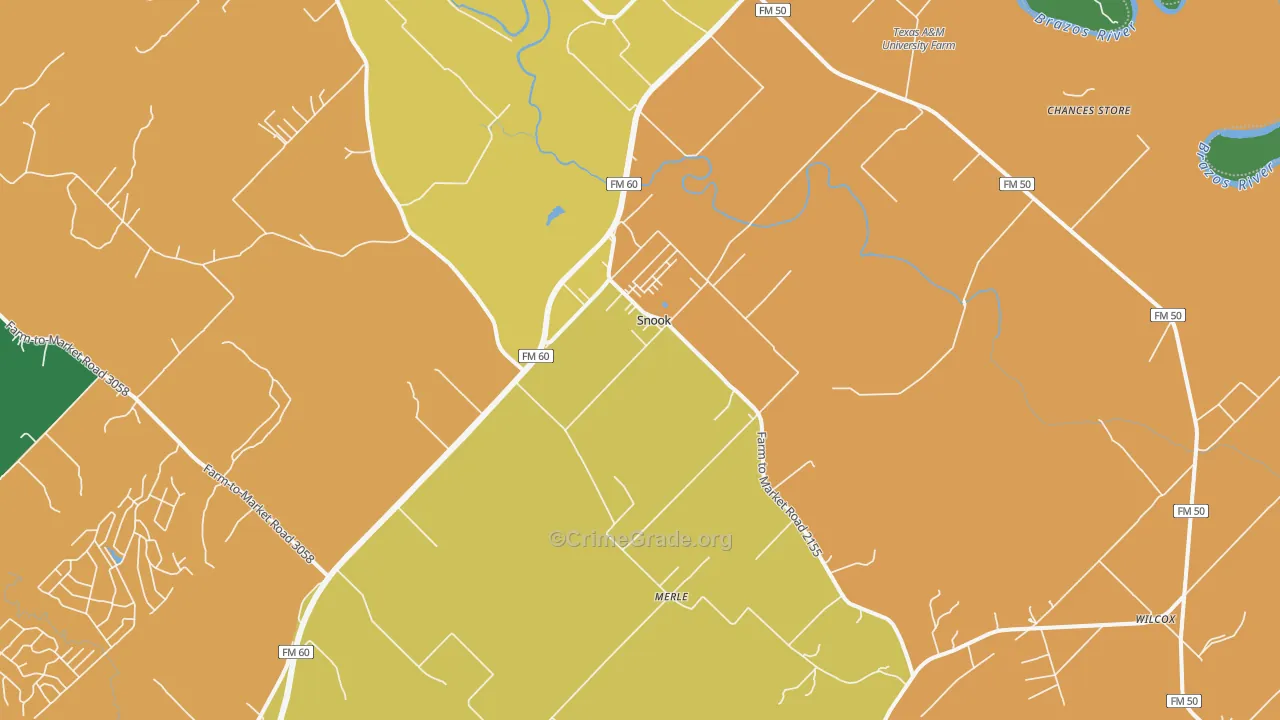 Snook, TX Map of Assault Rates