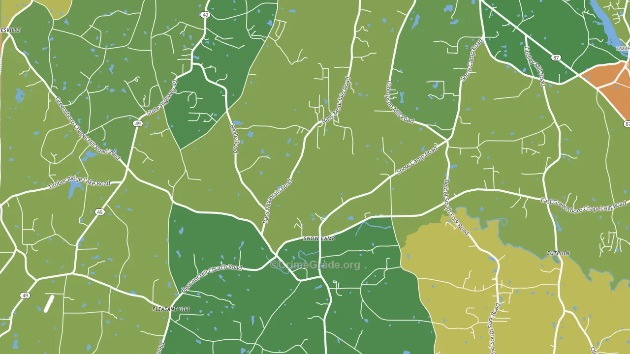 Snow Camp, NC Map of Assault Rates