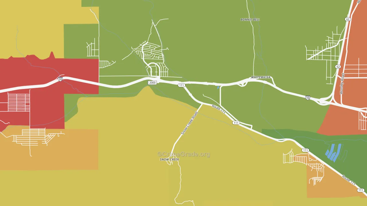 Snow Creek, CA Map of Assault Rates