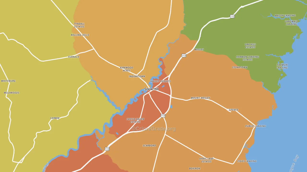 Snow Hill, MD Map of Assault Rates