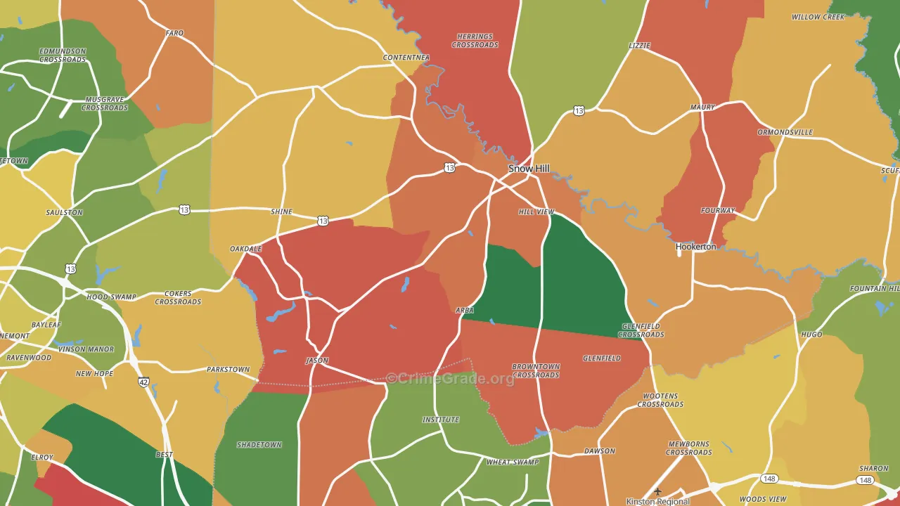 Snow Hill, NC Map of Assault Rates
