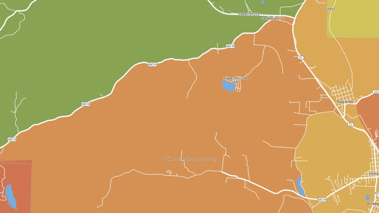 Snow Hollow Lake, MO Map of Assault Rates