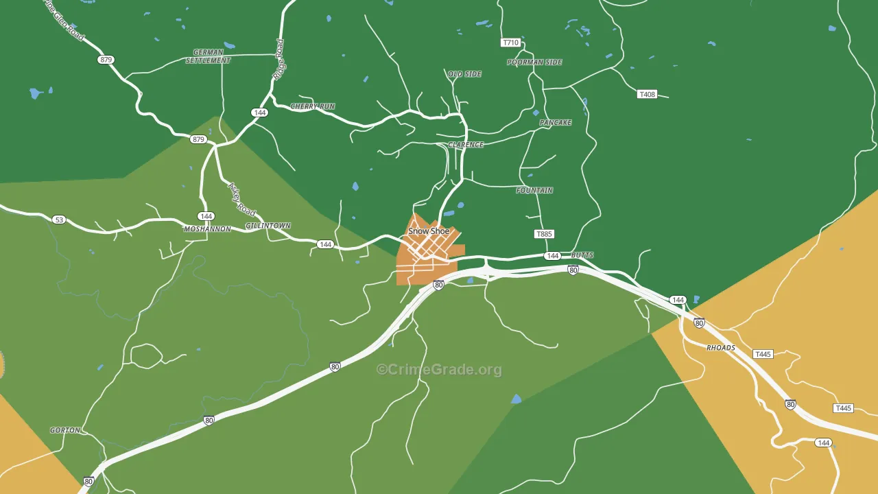Snow Shoe, PA Map of Assault Rates