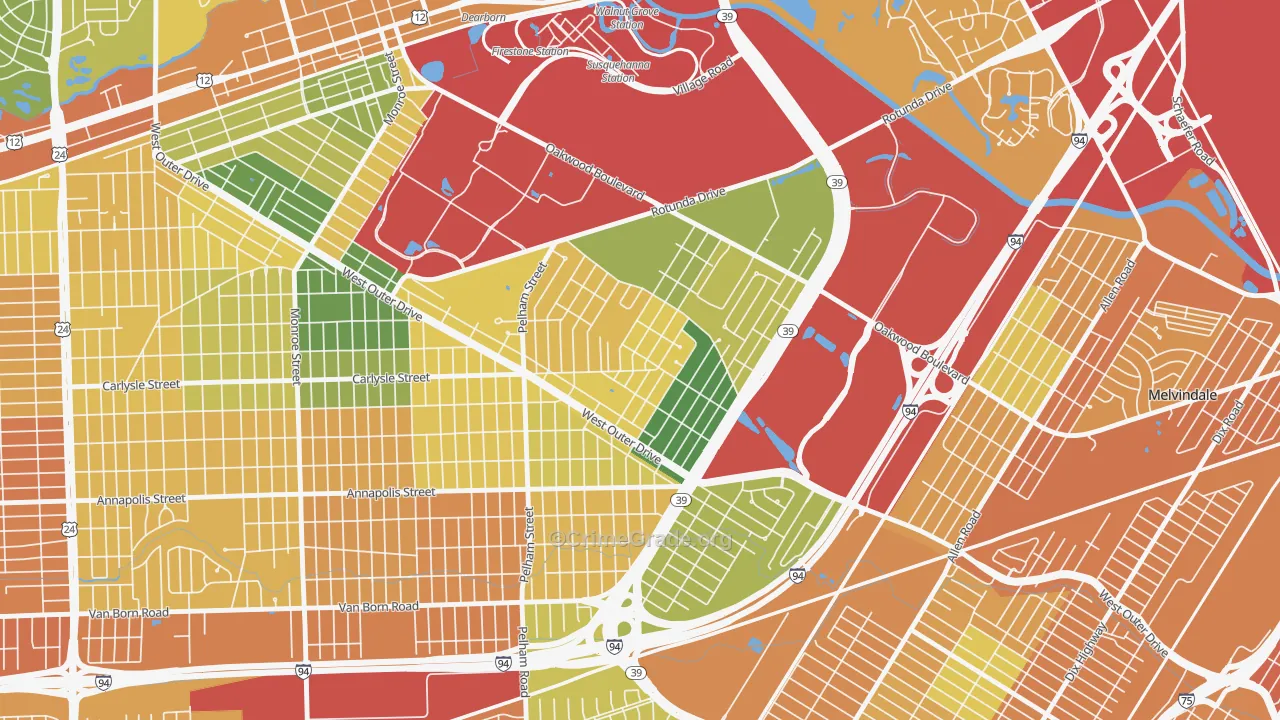 Snow Woods, Dearborn, MI Map of Assault Rates