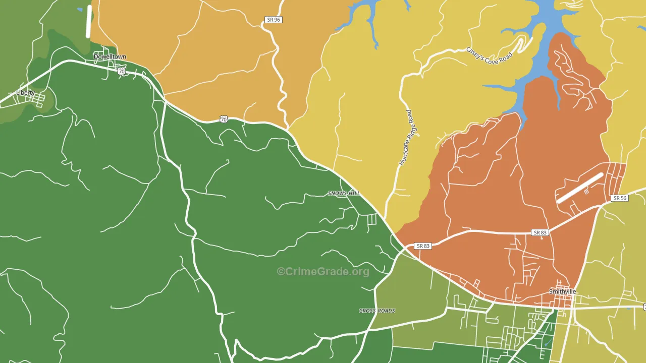 Snows Hill, TN Map of Assault Rates