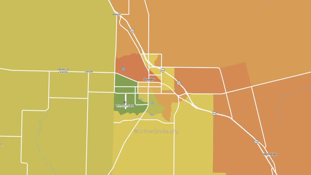 Snyder, TX Map of Assault Rates