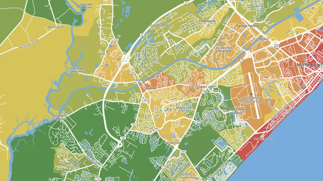 Socastee, SC Map of Assault Rates
