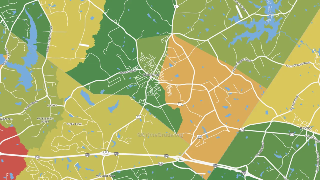 Social Circle, GA Map of Assault Rates