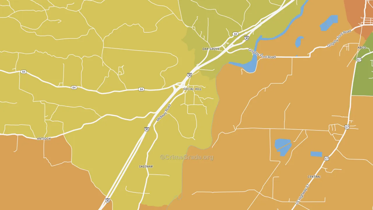 Social Hill, AR Map of Assault Rates