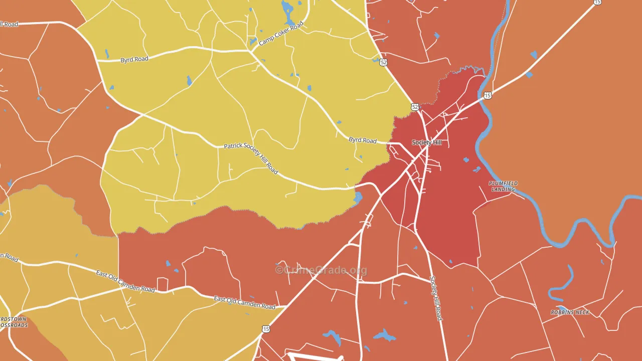 Society Hill, SC Map of Assault Rates