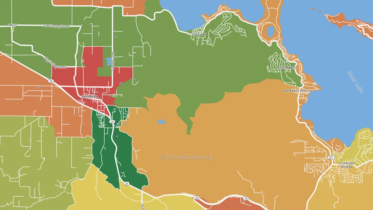Soda Bay, CA Map of Assault Rates