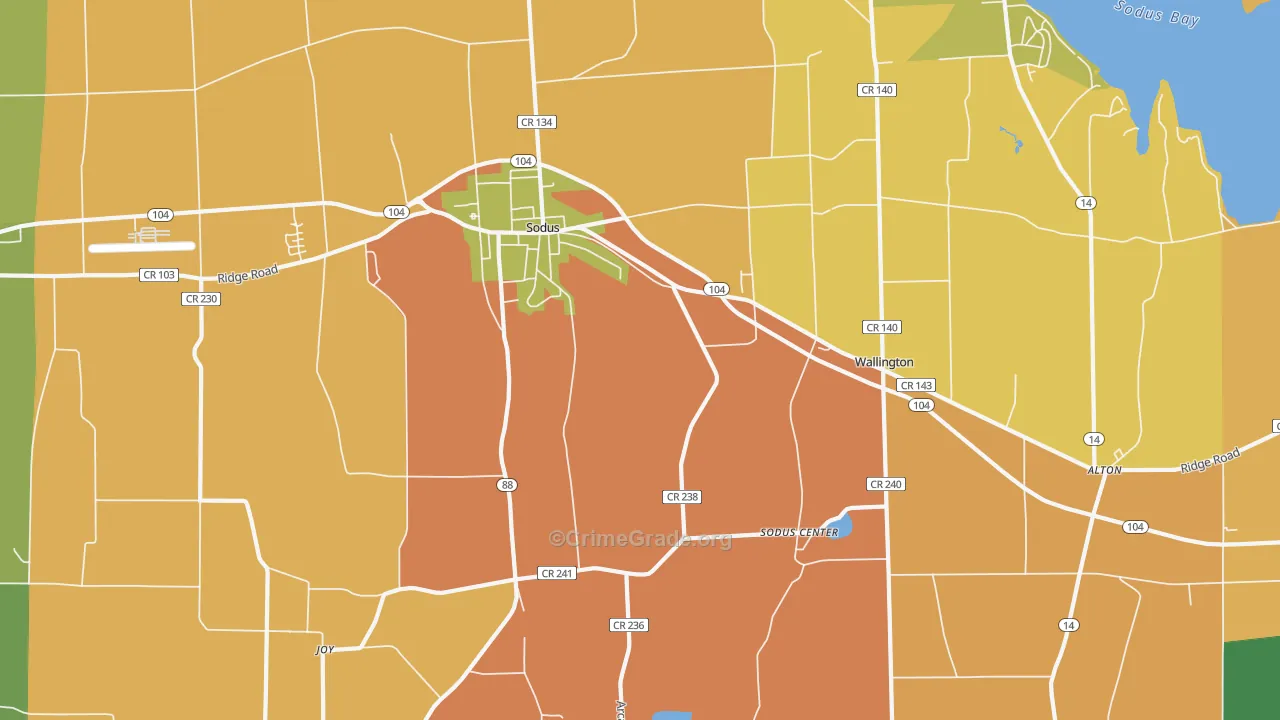 Sodus, NY Map of Assault Rates
