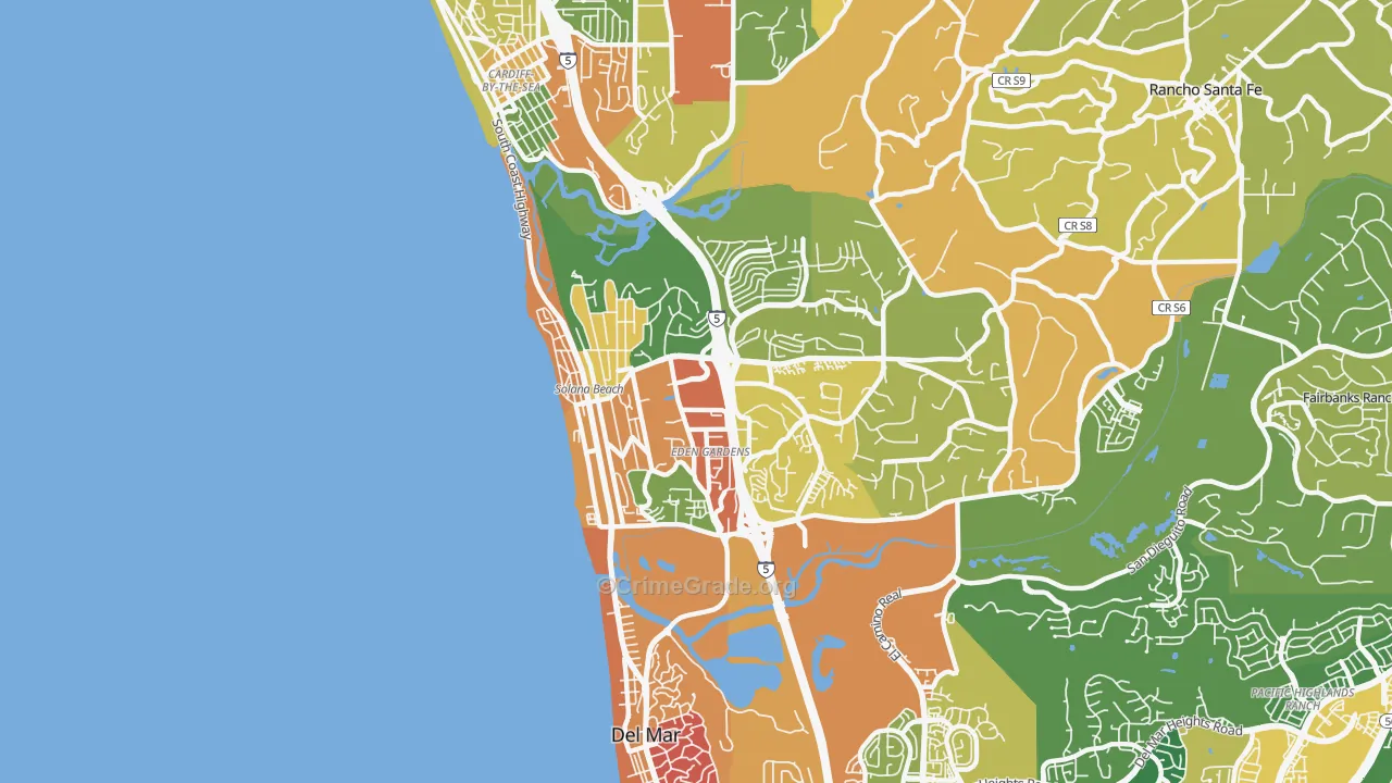 Solana Beach, CA Map of Assault Rates
