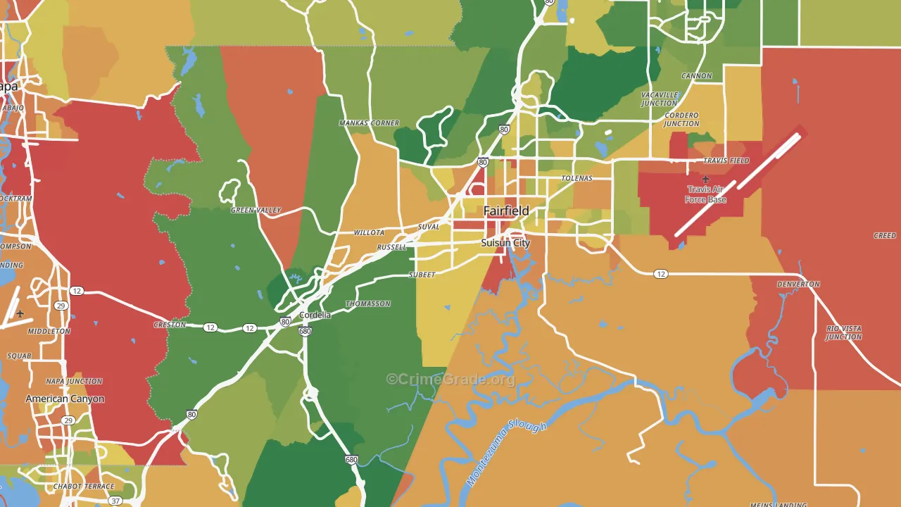 Solano County, CA Map of Assault Rates