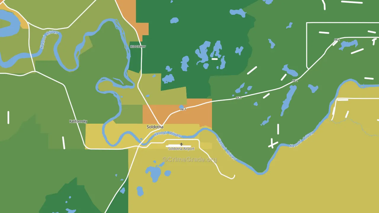 Soldotna, AK Map of Assault Rates
