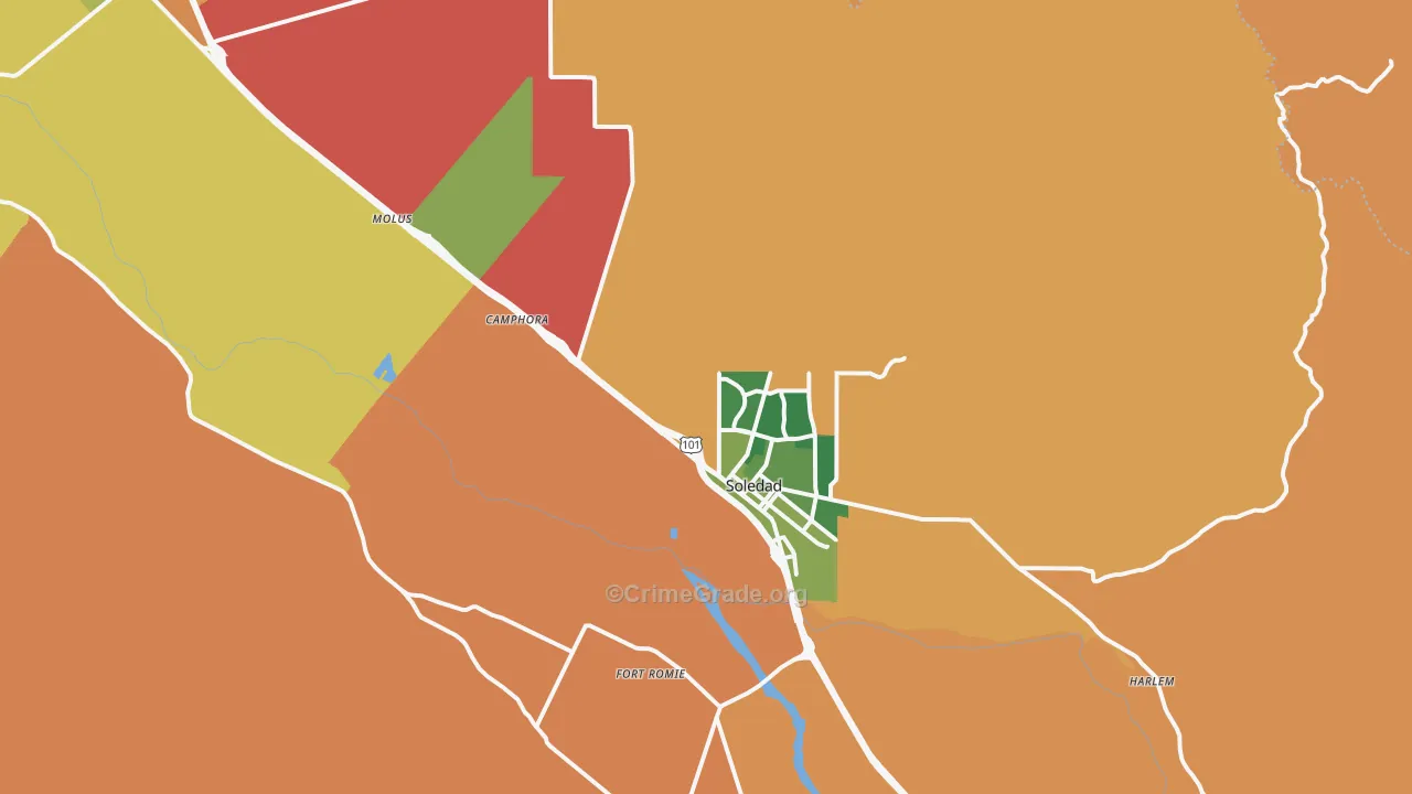 Soledad, CA Map of Assault Rates