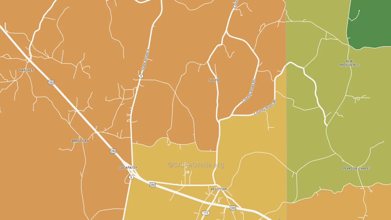 Soleo, AL Map of Assault Rates