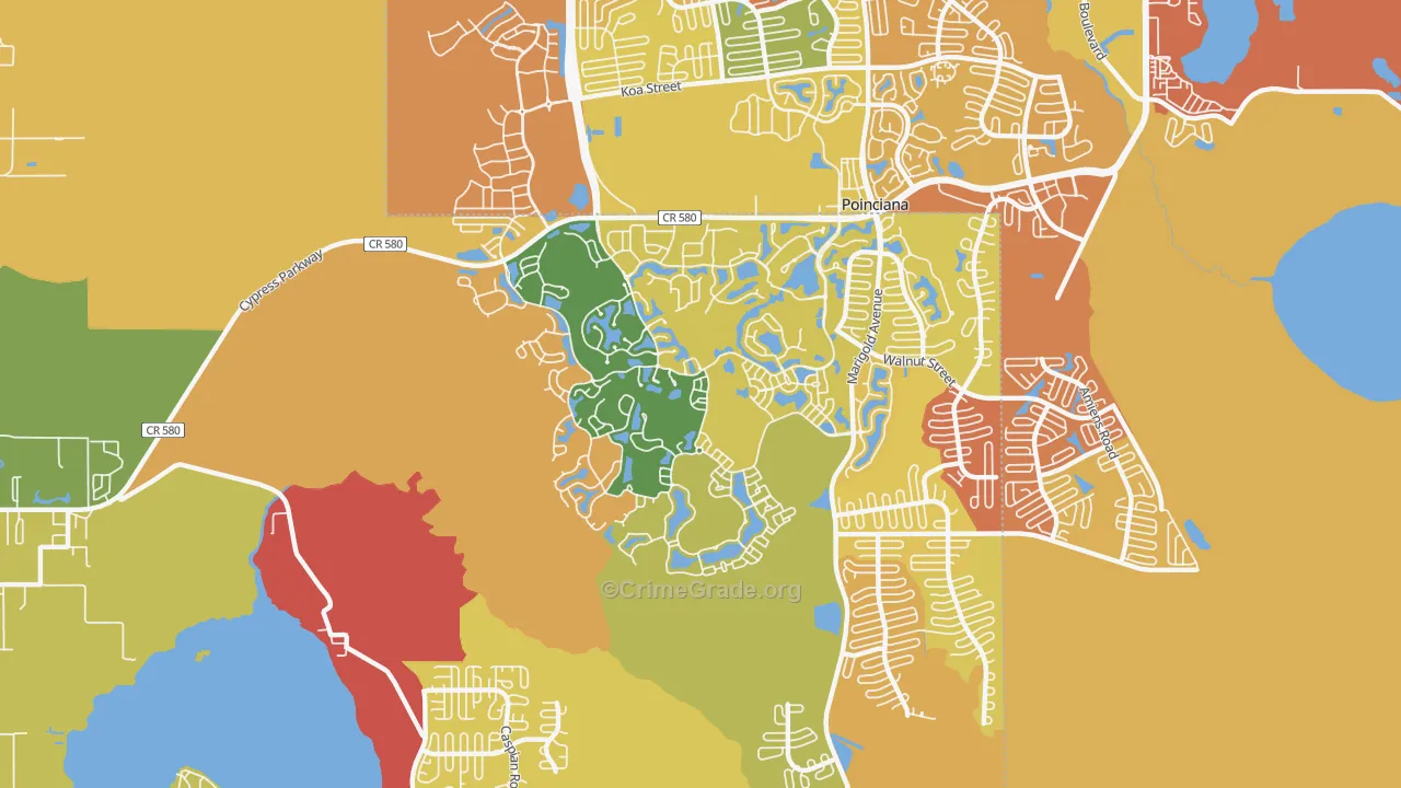 Solivita, Poinciana, FL Map of Assault Rates