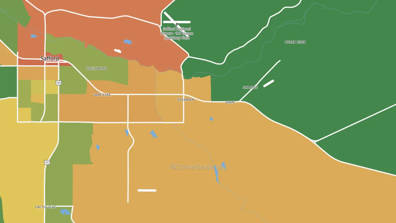 Solomon, AZ Map of Assault Rates