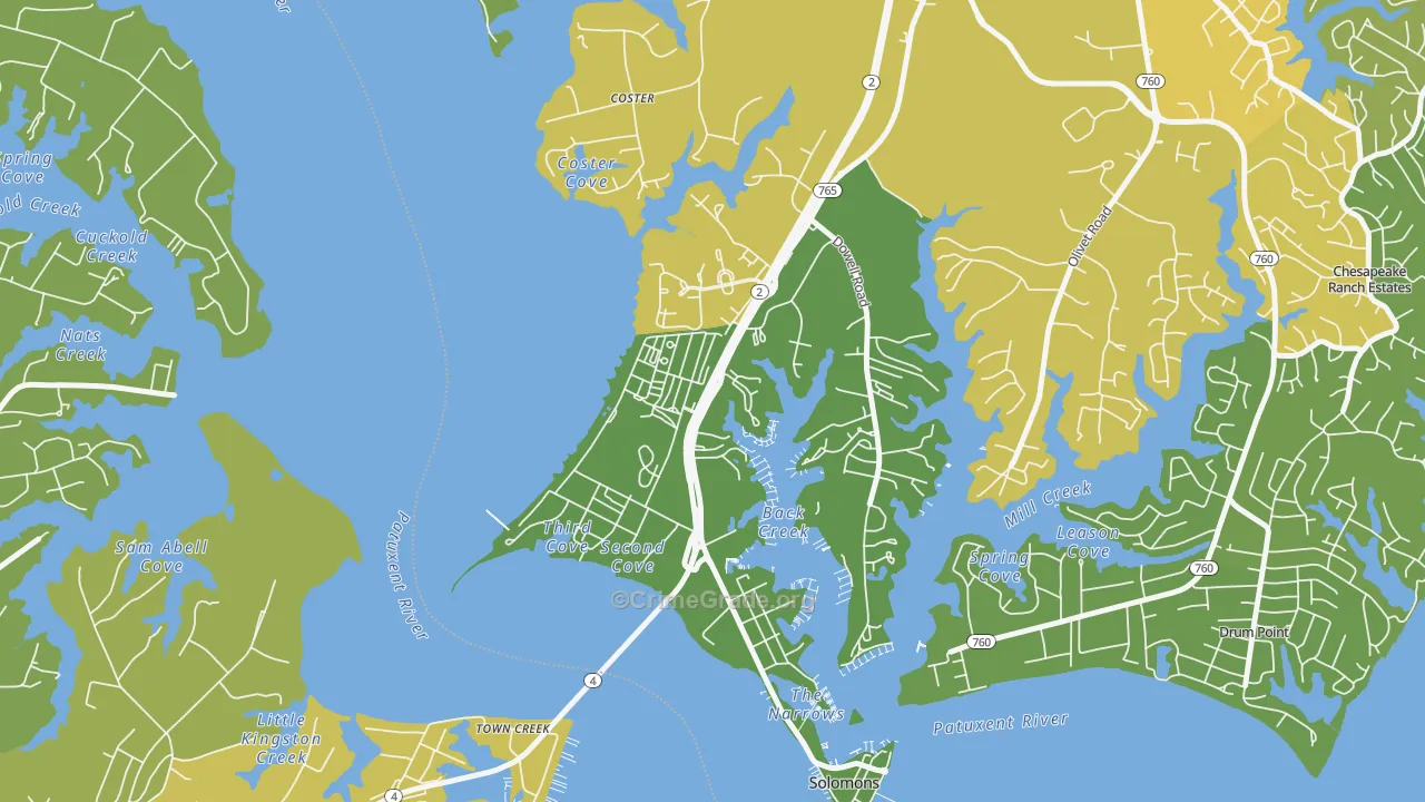 Solomons, MD Map of Assault Rates