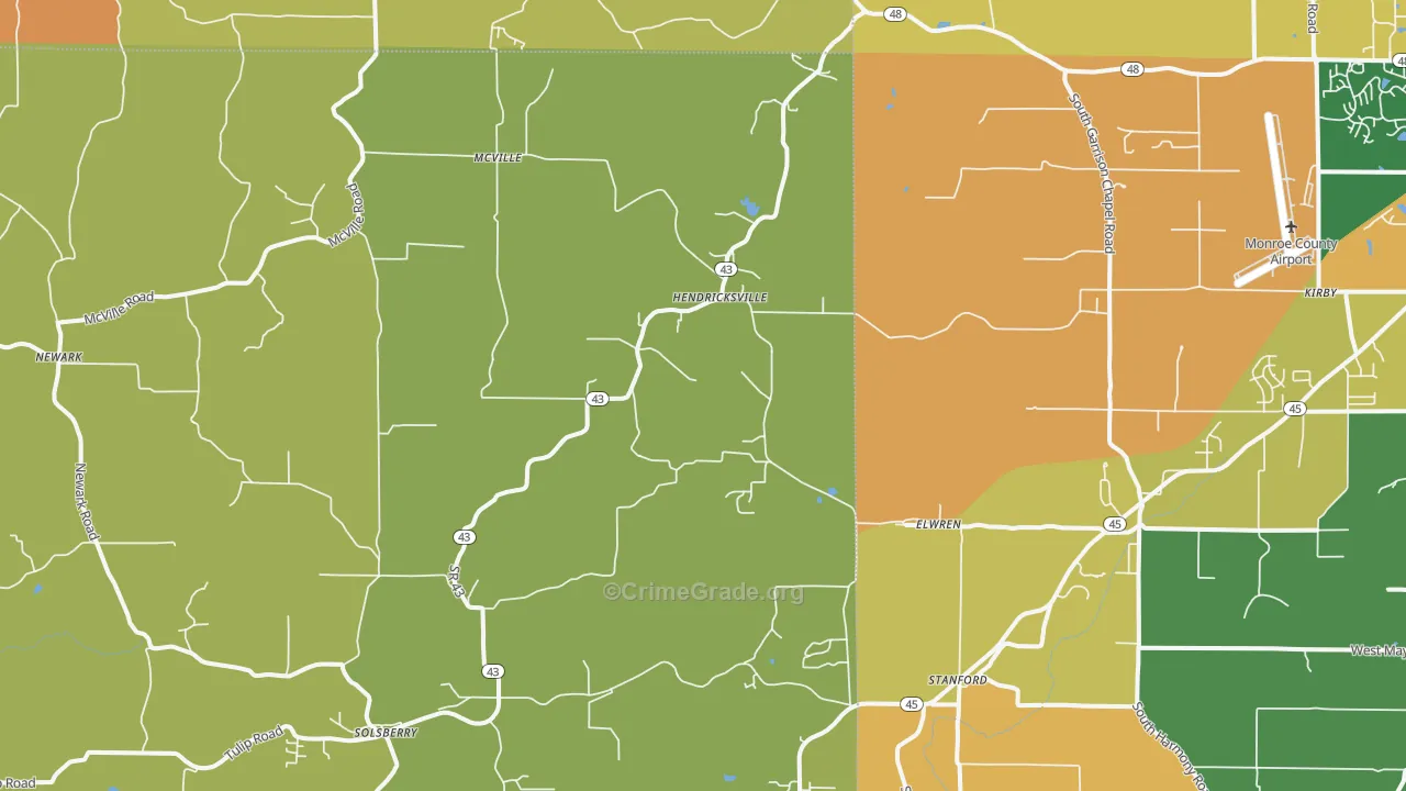 Solsberry, IN Map of Assault Rates