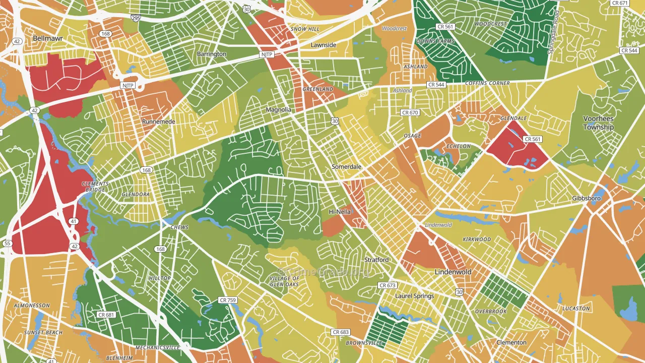 Somerdale, NJ Map of Assault Rates