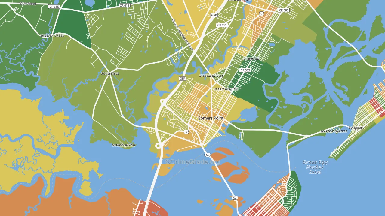 Somers Point, NJ Map of Assault Rates
