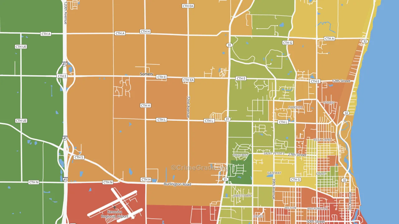 Somers, WI Map of Assault Rates