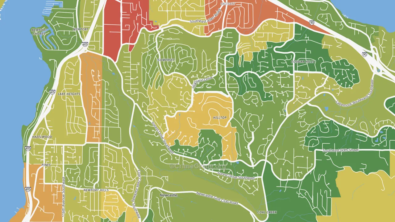 Somerset, Bellevue, WA Map of Assault Rates
