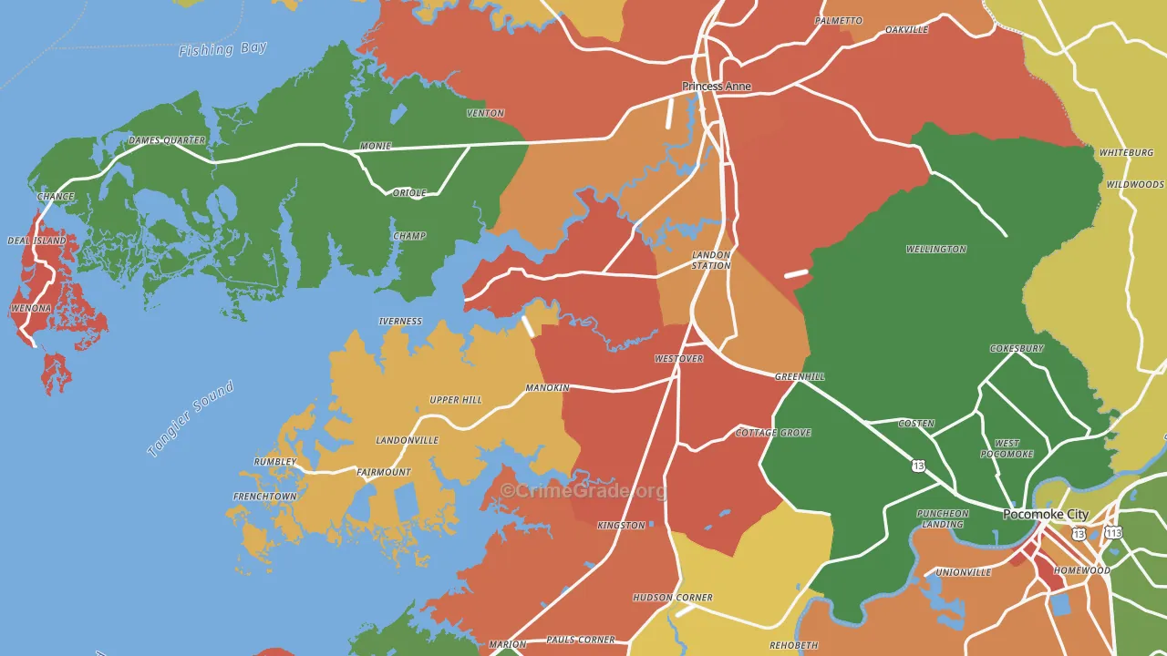 Somerset County, MD Map of Assault Rates