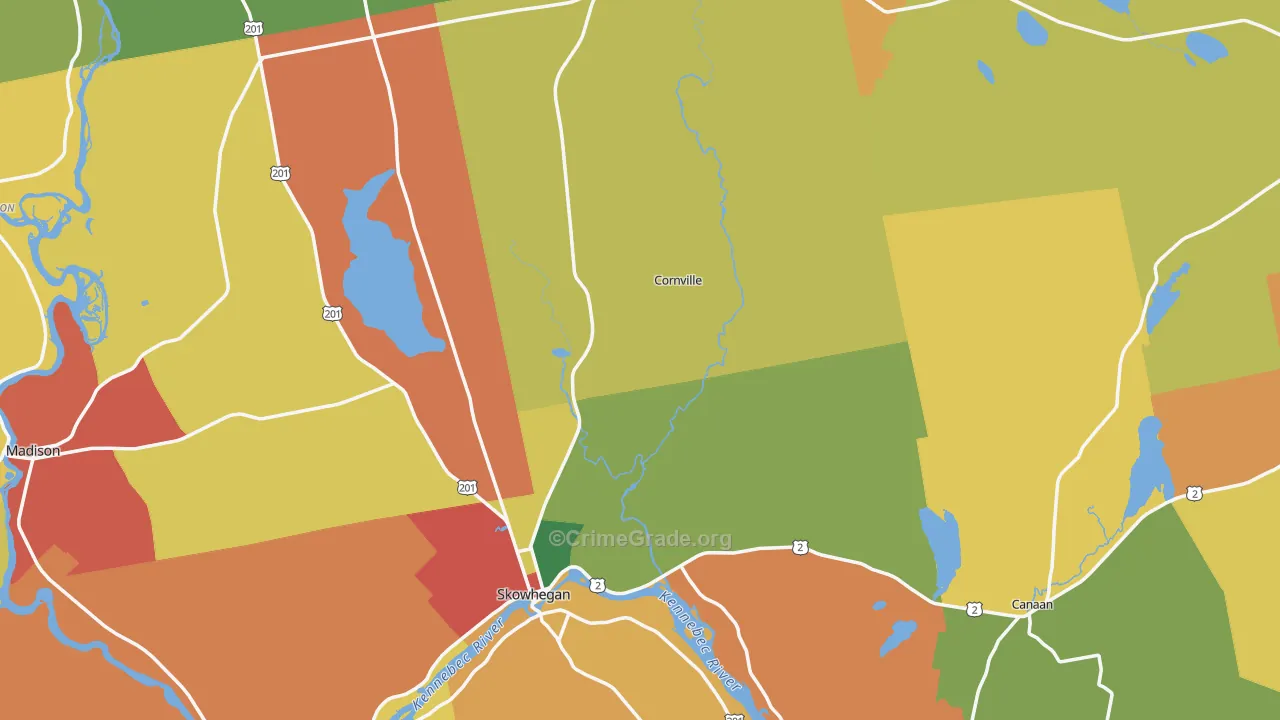 Somerset County, ME Map of Assault Rates
