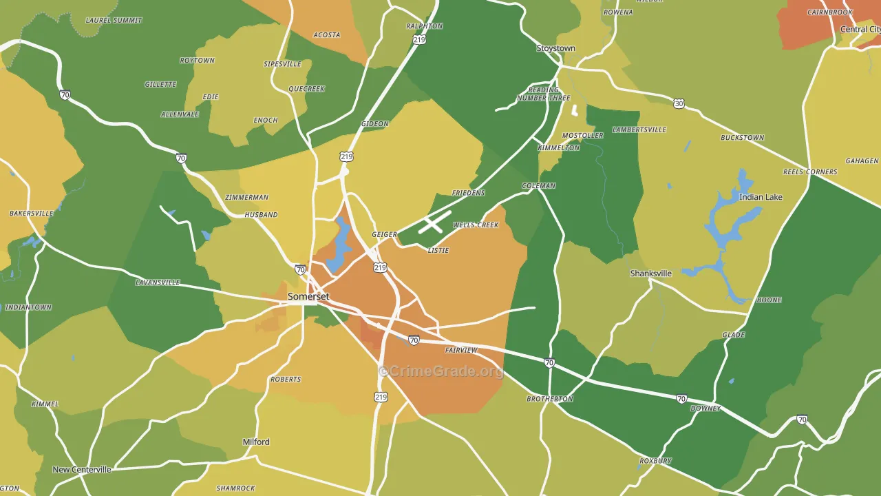 Somerset County, PA Map of Assault Rates