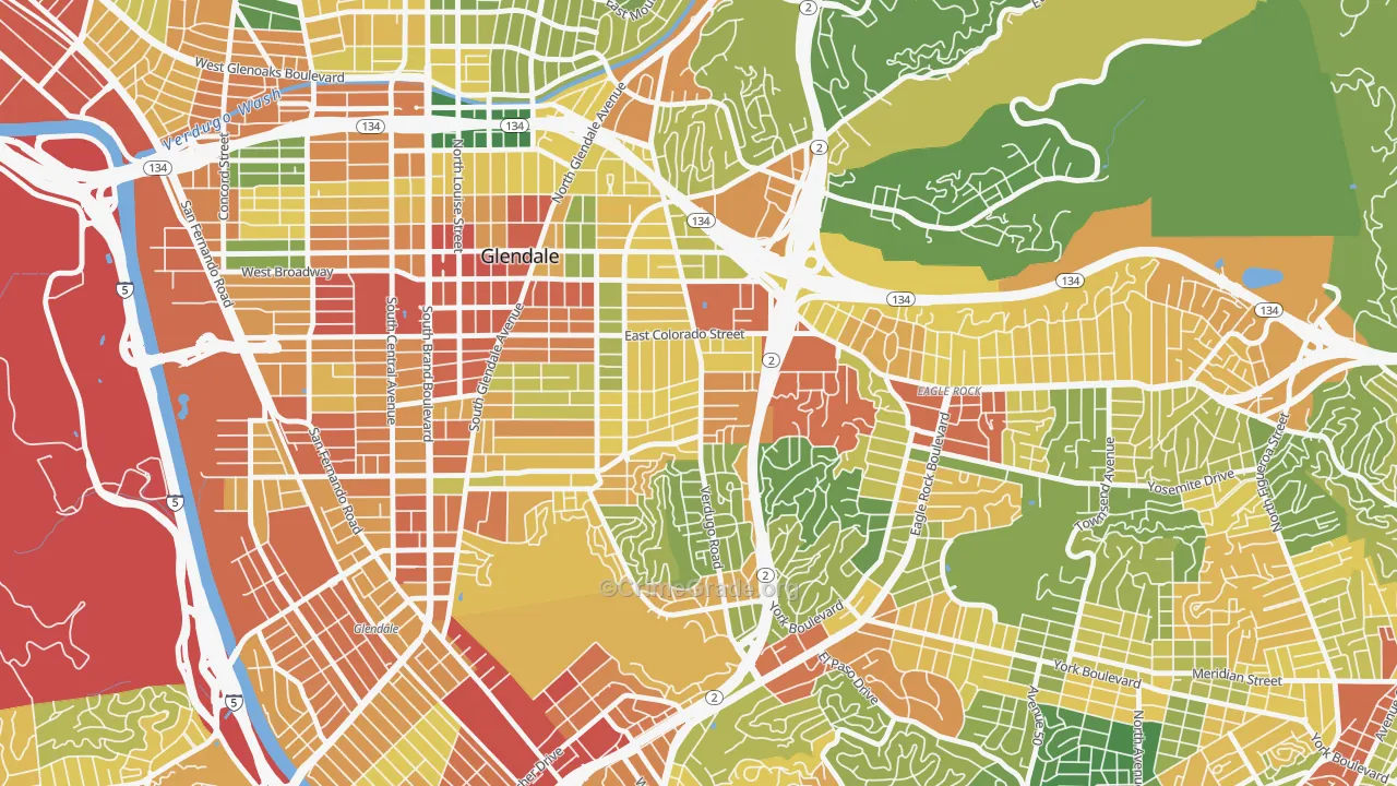 Somerset, Glendale, CA Map of Assault Rates