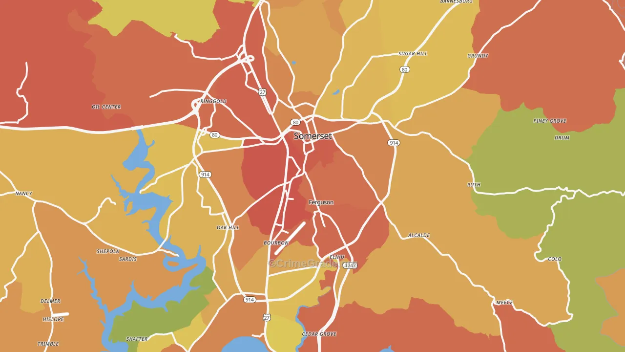 Somerset, KY Map of Assault Rates