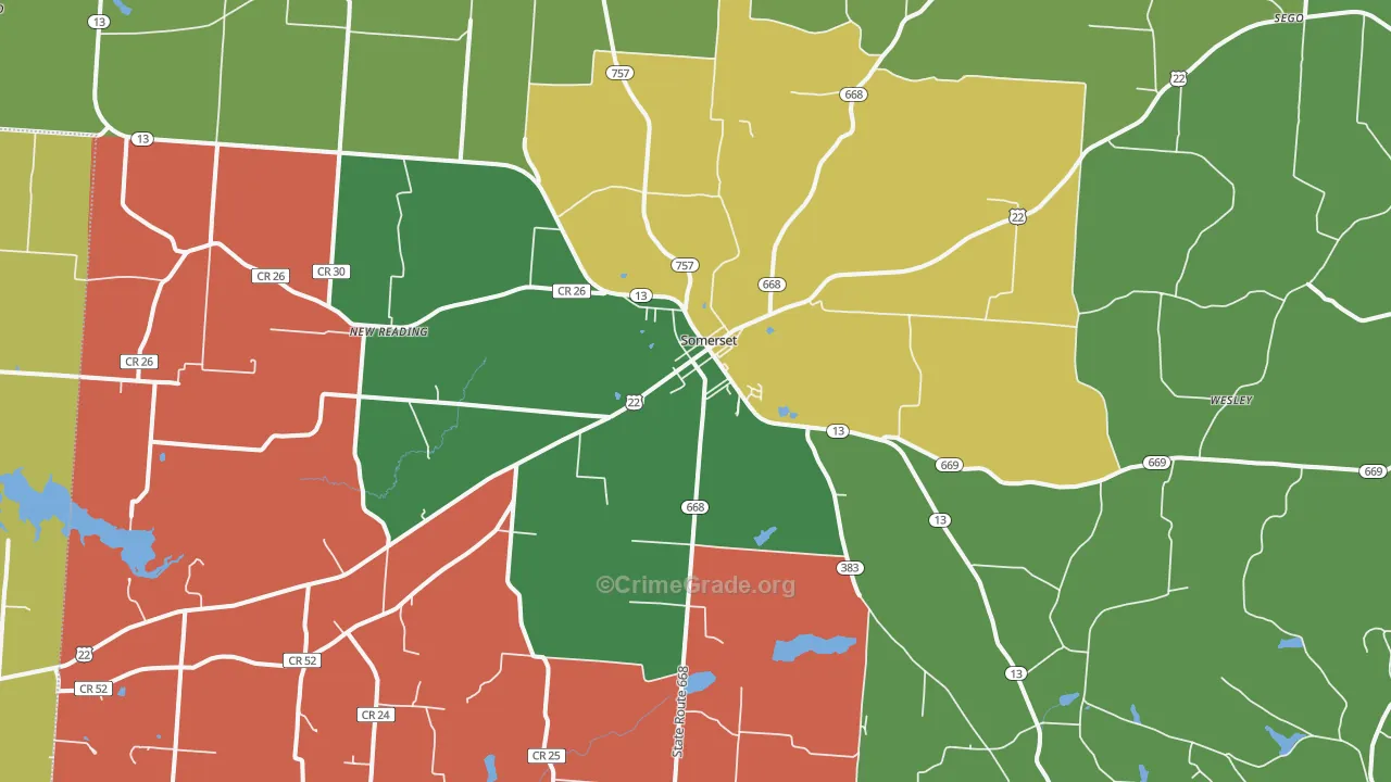 Somerset, OH Map of Assault Rates