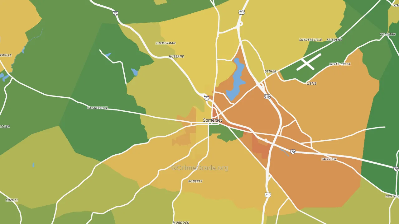 Somerset, PA Map of Assault Rates