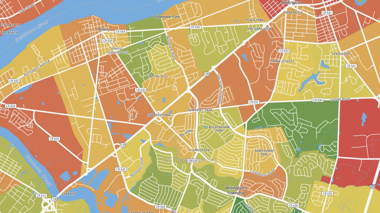 Somerset Park, Willingboro, NJ Map of Assault Rates