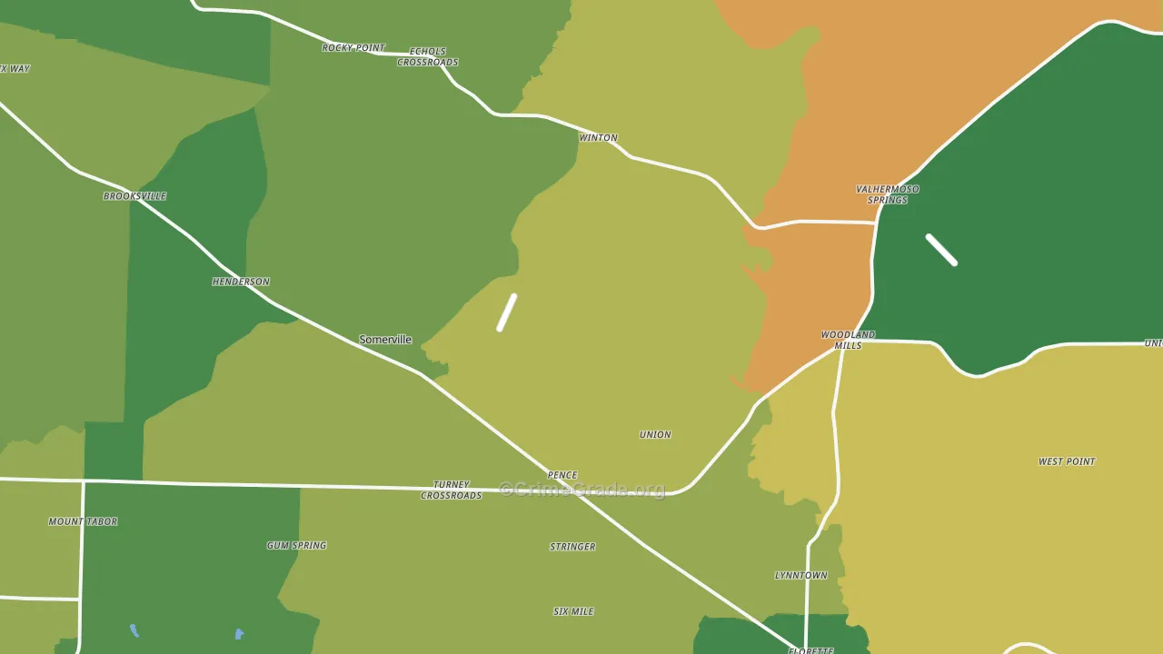 Somerville, AL Map of Assault Rates