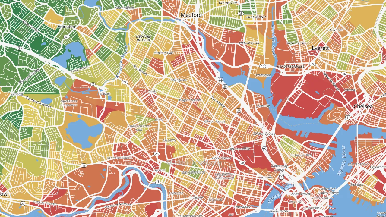 Somerville, MA Map of Assault Rates