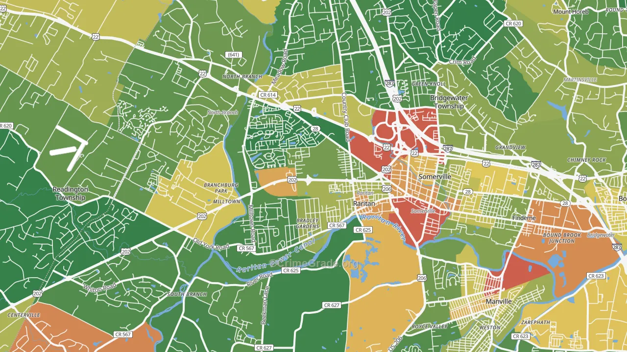 Somerville, NJ Map of Assault Rates