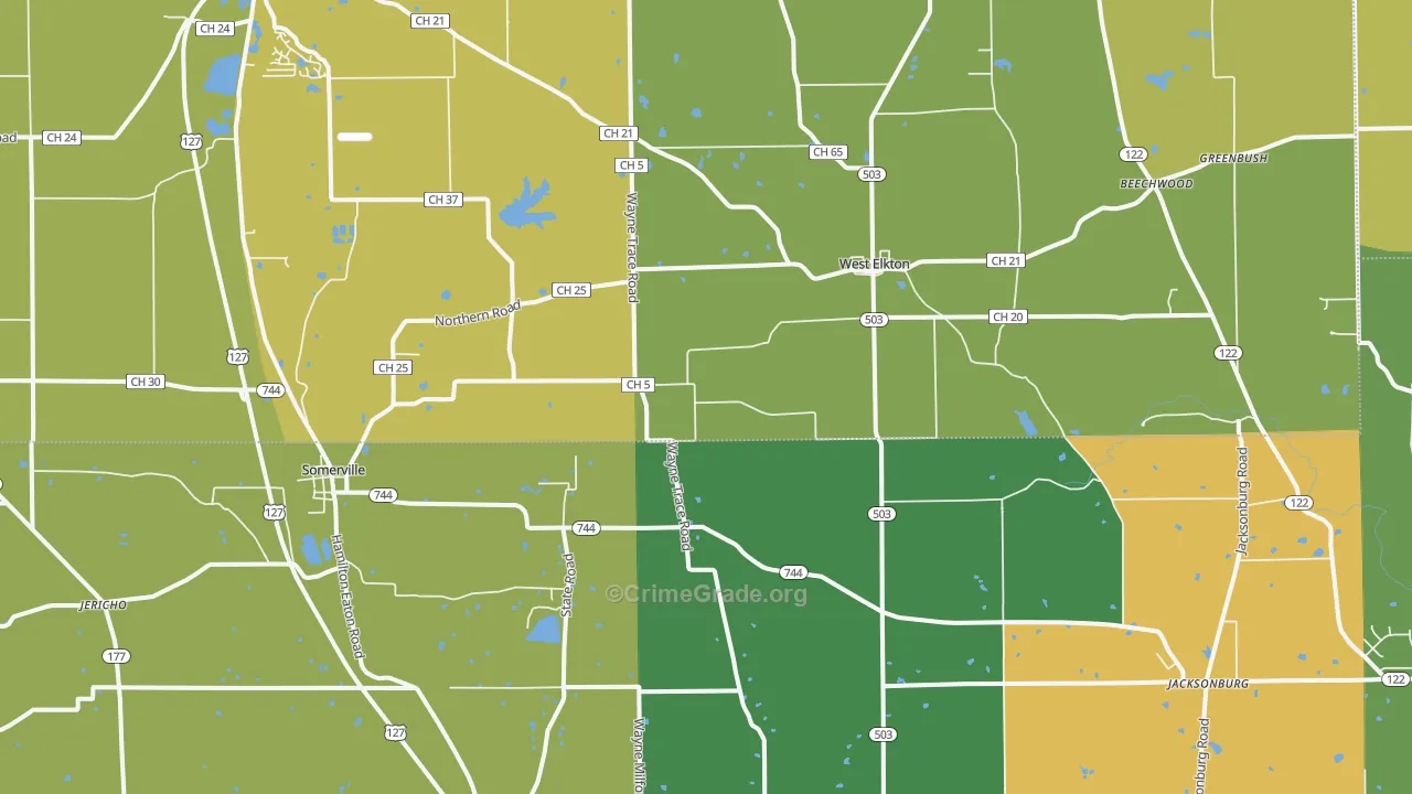 Somerville, OH Map of Assault Rates