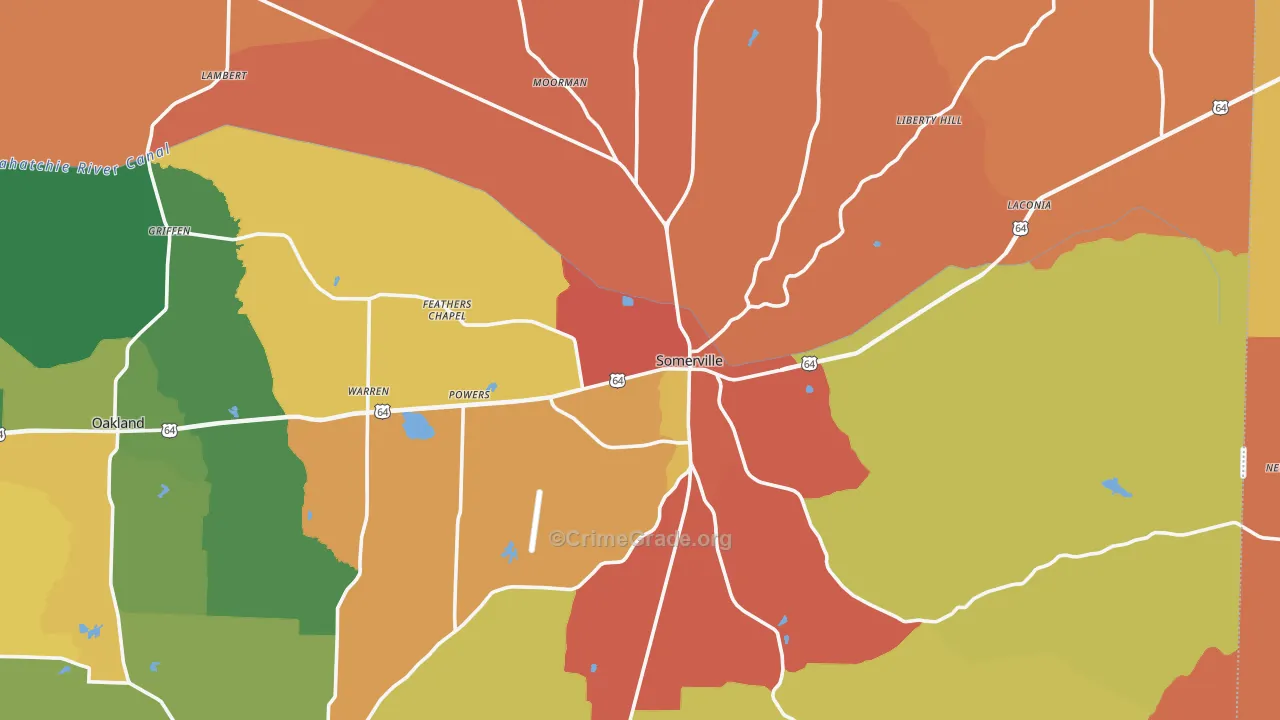Somerville, TN Map of Assault Rates