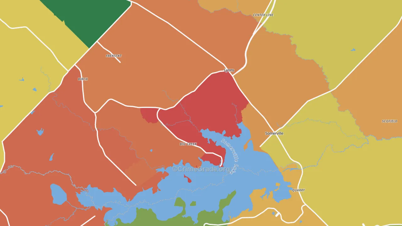 Somerville, TX Map of Assault Rates