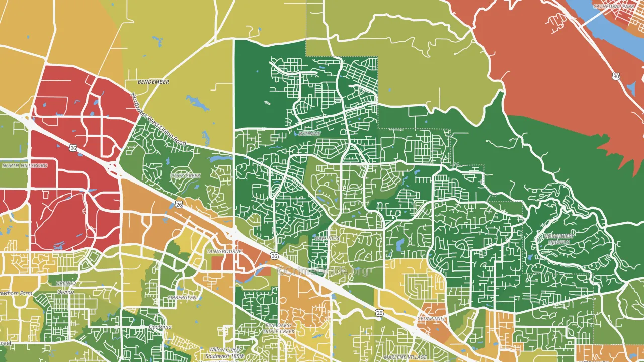 Sommerset West-Elmonica North, Bethany, OR Map of Assault Rates