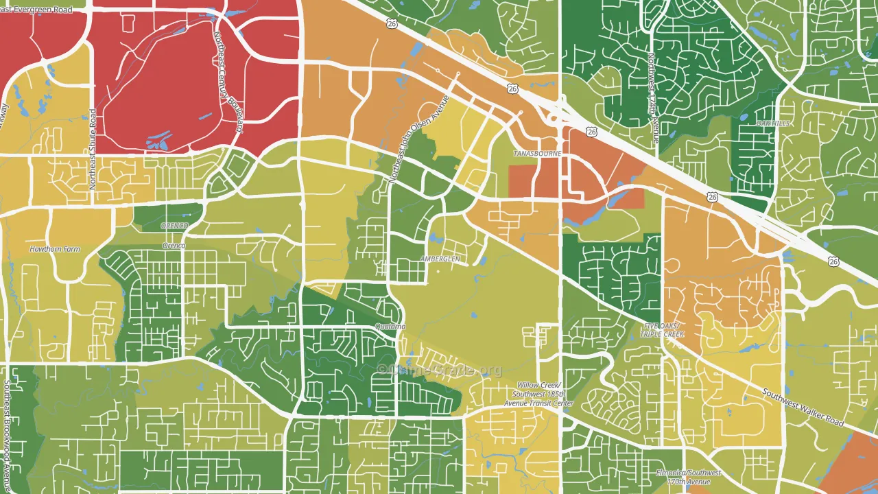 Sommerset West-Elmonica South, Hillsboro, OR Map of Assault Rates