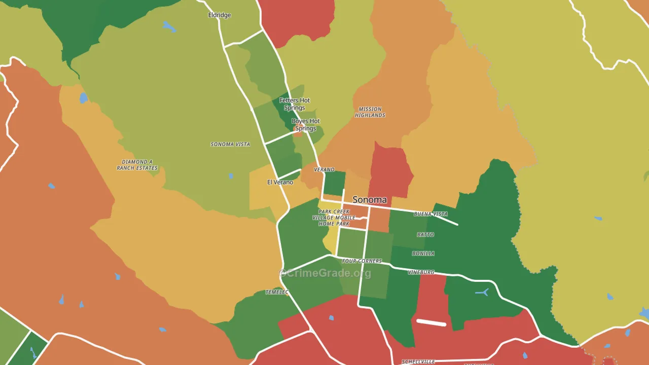 Sonoma, CA Map of Assault Rates