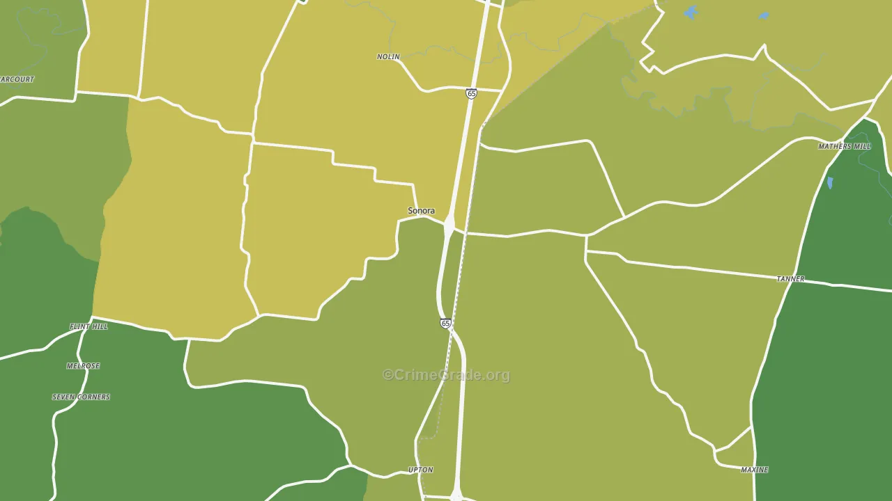 Sonora, KY Map of Assault Rates
