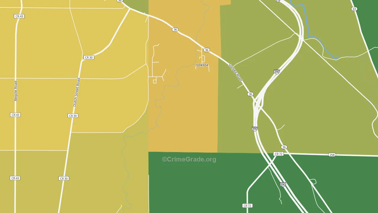 Sonyea, NY Map of Assault Rates