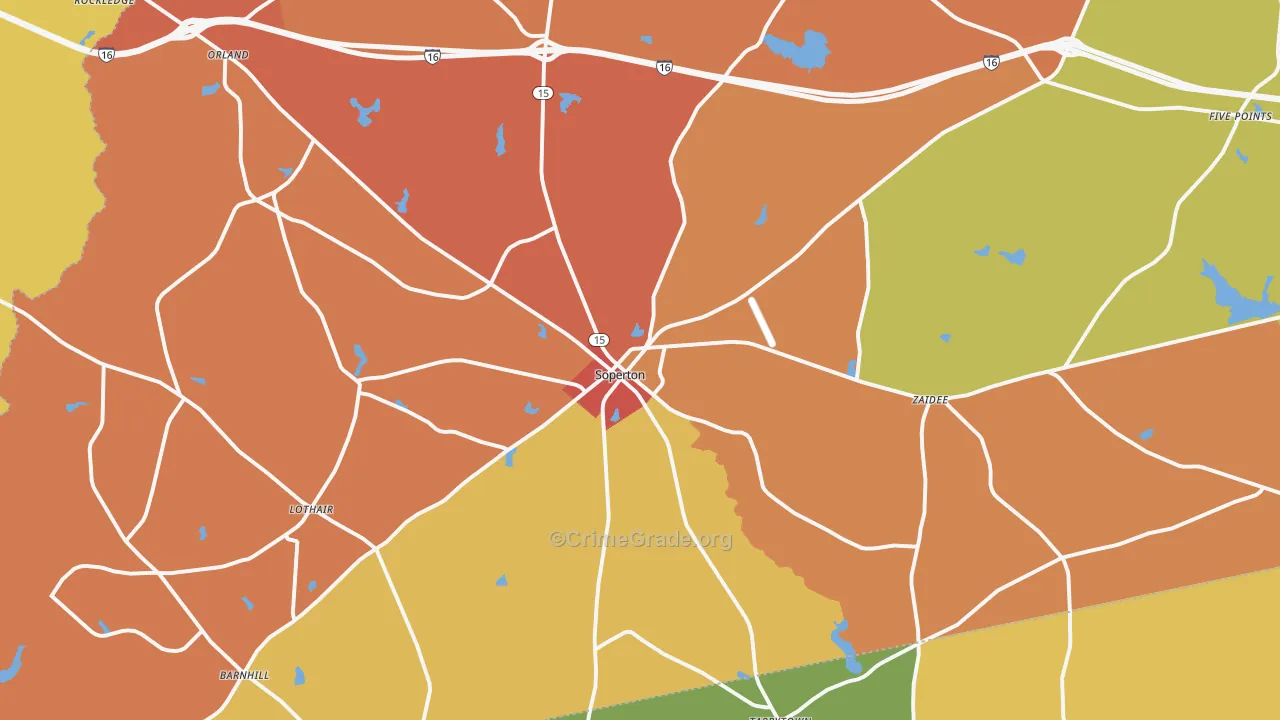 Soperton, GA Map of Assault Rates